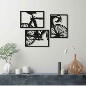 New Modern Black Bicycle Wooden Wall Art Set